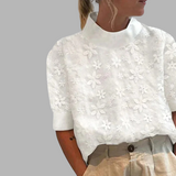 Blouse à Col Montant Brodé Carla