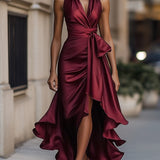 Robe en Satin Drapée à la Taille