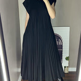 Robe Plissée Sans Manches