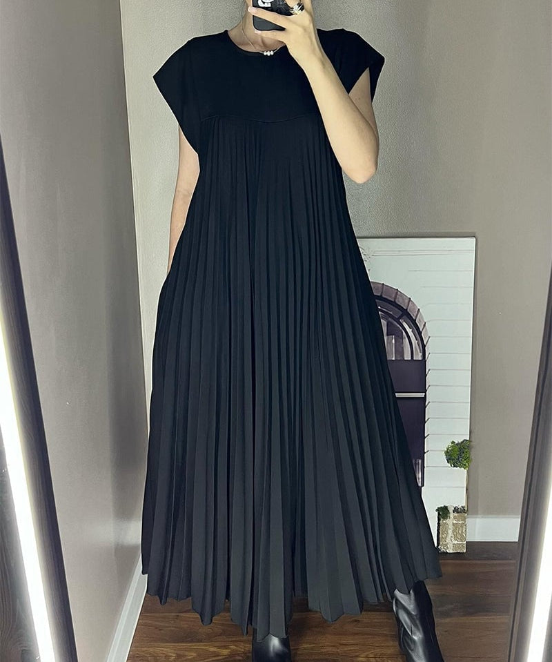 Robe Plissée Sans Manches