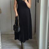 Robe Plissée Sans Manches