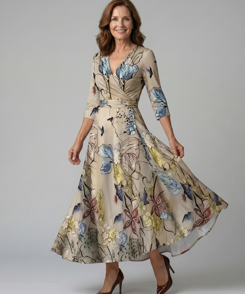 Robe Midi Croisée à Col Céline