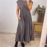 Robe Plissée Sans Manches