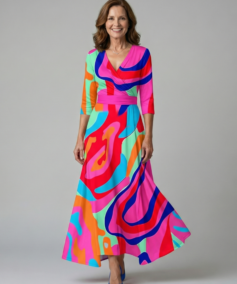 Robe Midi Croisée à Col Céline
