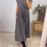 Robe Plissée Sans Manches