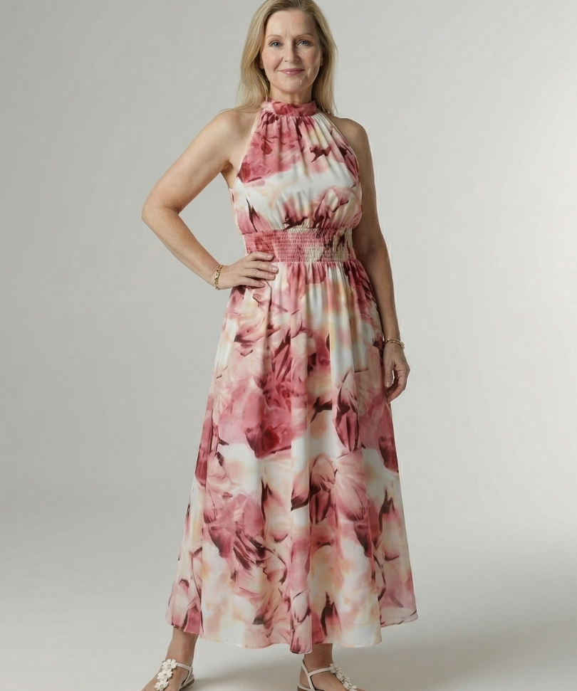 Robe Midi Dos Nu Froncée Sylvine