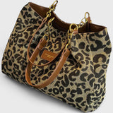 Sac shopping en toile motif léopard