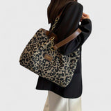 Sac shopping en toile motif léopard