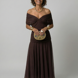 Robe Midi Décontractée à Épaules Dénudées Carine
