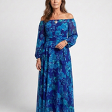 Robe Maxi Fleurie à Épaules Dégagées Angélique