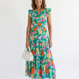Robe Midi Évasée à Imprimé Floral Lila