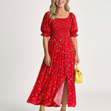Robe Midi à Manches Bouffantes Delphine