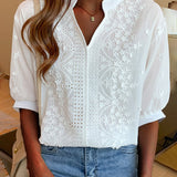 Blouse Blanche à Manches Bouffantes Ella