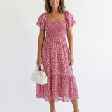 Robe Midi Florale à Épaules Nues Odette