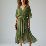 Robe Midi Drapée Églantine