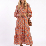 Robe Midi à Imprimé Géométrique Ambre
