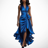 Robe en Satin Drapée à la Taille
