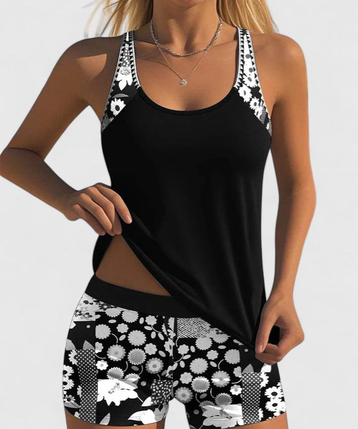 Tankini Bleu Roi à Short Imprimé Anouk