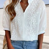 Blouse Blanche à Manches Bouffantes Ella