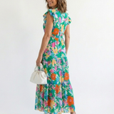 Robe Midi Évasée à Imprimé Floral Lila