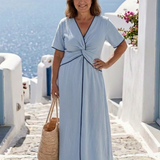 Robe Midi à Manches Courtes Irène