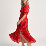 Robe Midi à Manches Bouffantes Delphine