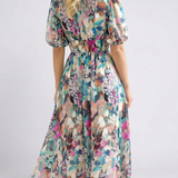 Robe Midi à Manches Courtes et Taille Marquée Eulalie