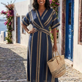 Robe Midi Croisée Rayée Sylvaine