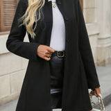 Manteau Élégant à Col Droit et Boutons Classiques