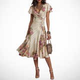 Robe Élégante Drapée Florale Camille