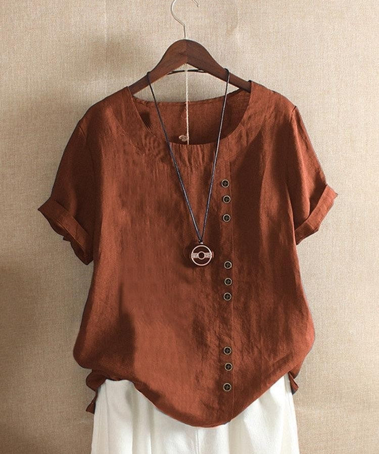 Blouse Aérée avec Patte de Boutonnage Bianca