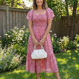 Robe Midi Florale à Épaules Nues Odette