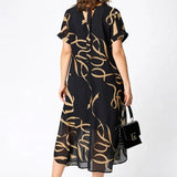 Robe Midi Fluide à Motifs Dorés Amélie