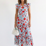 Robe Midi Évasée à Imprimé Floral Lila