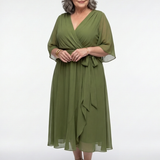 Robe Midi Drapée à Encolure Ombeline