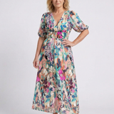 Robe Midi à Manches Courtes et Taille Marquée Eulalie