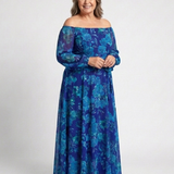 Robe Maxi Fleurie à Épaules Dégagées Angélique