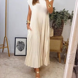 Robe Plissée Sans Manches