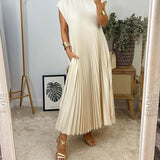 Robe Plissée Sans Manches