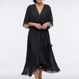 Robe Midi Drapée à Encolure Ombeline