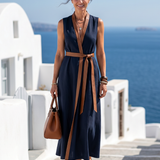 Robe Midi à Lignes Contrastées Muriel