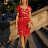 Robe Abstraite Douce Mi-Mollet Nora