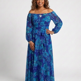 Robe Maxi Fleurie à Épaules Dégagées Angélique