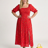 Robe Midi à Manches Bouffantes Delphine