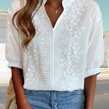 Blouse Blanche à Manches Bouffantes Ella
