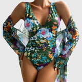 Maillot Tropical Vert Sombre Solène