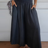 Pantalon Large à Taille Smockée