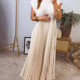 Robe Plissée Sans Manches