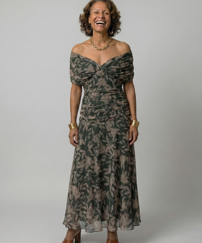 Robe Midi Décontractée à Épaules Dénudées Carine