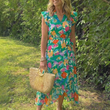 Robe Midi Évasée à Imprimé Floral Lila